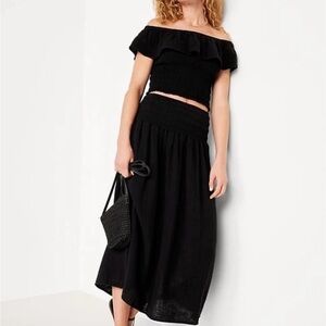 NWT Old Navy Crinkle Gauze Maxi Skirt Black Size M
